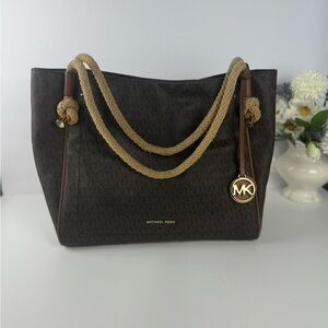 Michael Kors Dark Brown Tote with Gold Accents
